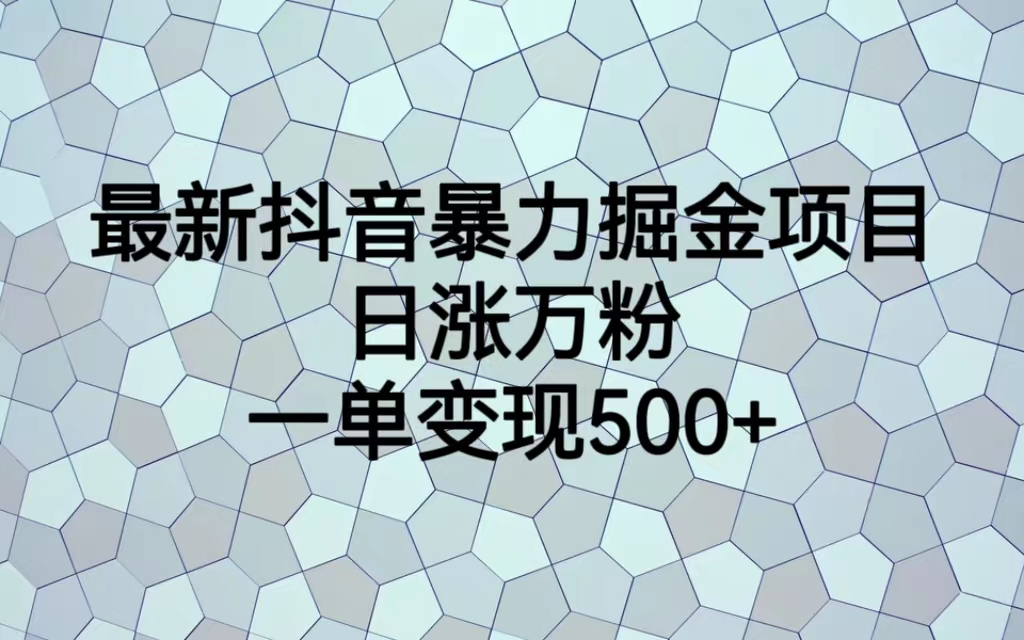 最火热的抖音暴力掘金项目，日涨万粉，多种变现方式，一单变现可达500+-爱赚项目网