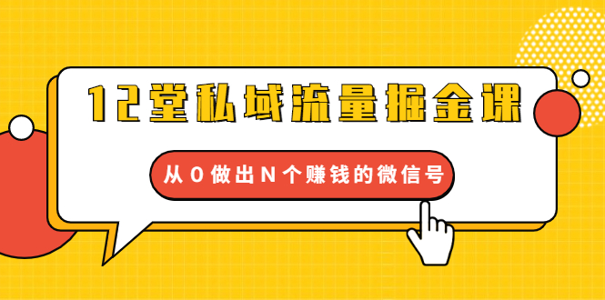 12堂私域流量掘金课：打通私域４大关卡，从０做出Ｎ个赚钱的微信号-爱赚项目网