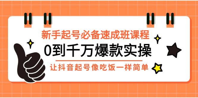 新手起号必备速成班课程：0到千万爆款实操，让抖音起号像吃饭一样简单-爱赚项目网