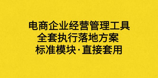 外面卖198·电商企业经营管理工具：全套执行落地方案 标准模块·直接套用-爱赚项目网