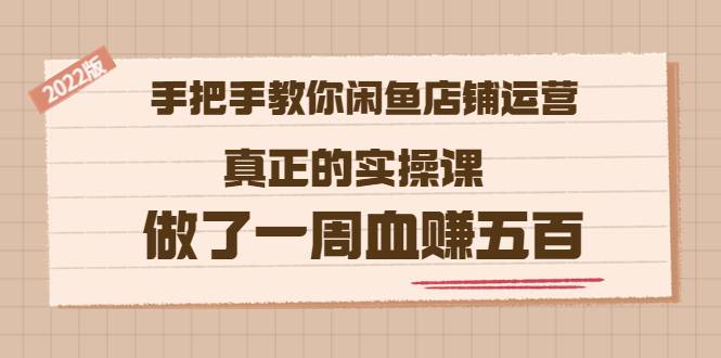 2022版《手把手教你闲鱼店铺运营》真正的实操课 做了一周血赚五百 (16节课)-爱赚项目网