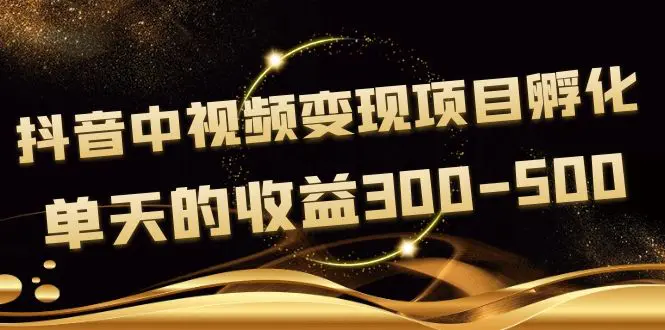 黄岛主《抖音中视频变现项目孵化》单天的收益300-500 操作简单粗暴-爱赚项目网