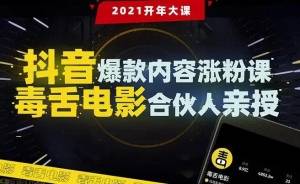 抖音爆款内容涨粉课【毒舌电影合伙人亲授】-爱赚项目网