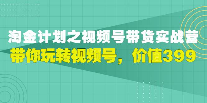 胡子·淘金计划之视频号带货实战营，带你玩转视频号，价值399-爱赚项目网