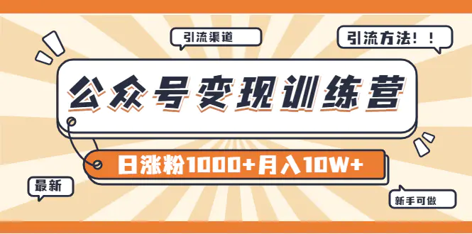 【某公众号变现营第二期】0成本日涨粉1000+让你月赚10W+（8月24号更新）-爱赚项目网