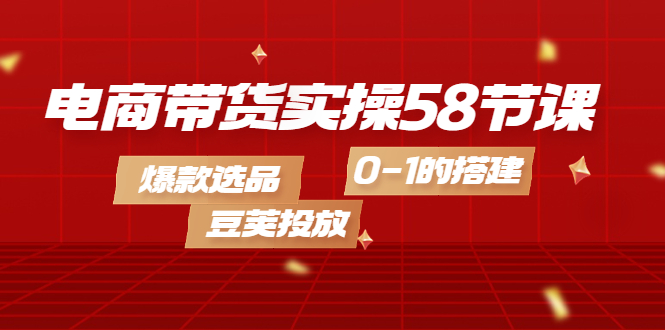 电商带货实操58节课，爆款选品，豆荚投放，0-1的搭建-爱赚项目网