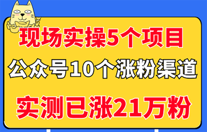 现场实操5个公众号项目，10个涨粉渠道，实测已涨21万粉！-爱赚项目网