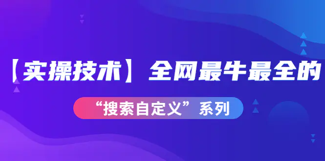 【实操技术】全网最牛最全的“搜索自定义”系列！价值698元-爱赚项目网