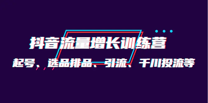 月销1.6亿实操团队·抖音流量增长训练营：起号、选品排品、引流 千川投流等-爱赚项目网