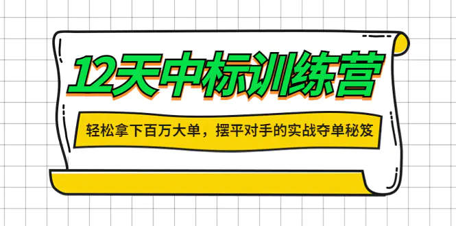 12天中标训练营：轻松拿下百万大单，摆平对手的实战夺单秘笈！-爱赚项目网