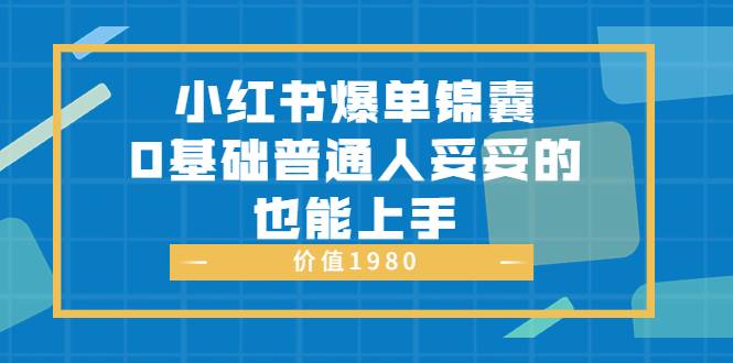 小红书爆单锦囊，0基础普通人妥妥的也能上手 价值1980-爱赚项目网