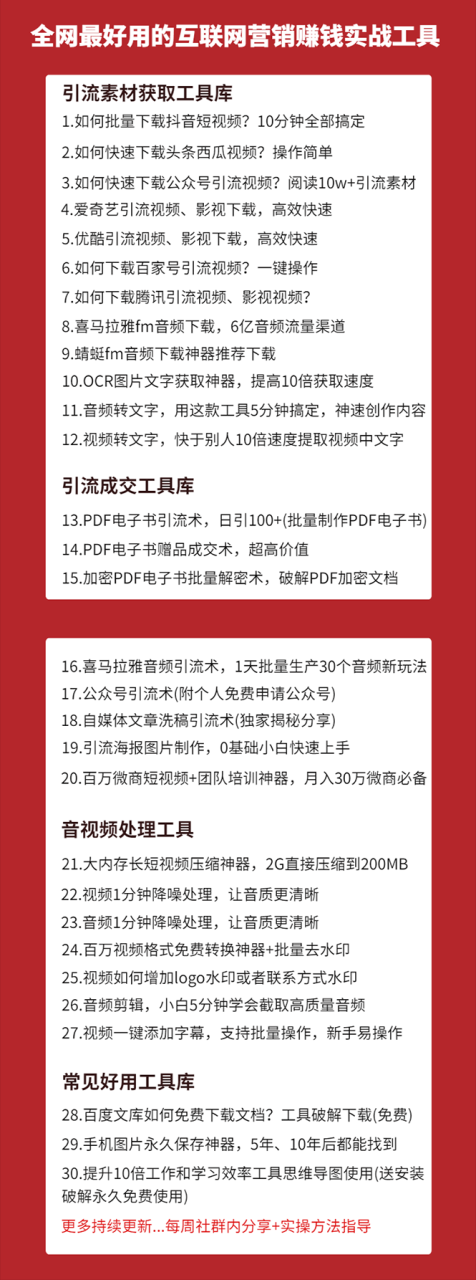 图片[2]-30套互联网营销黑科技落地实战，让你收钱效率倍增10倍，批量引流，快速变现-爱赚项目网