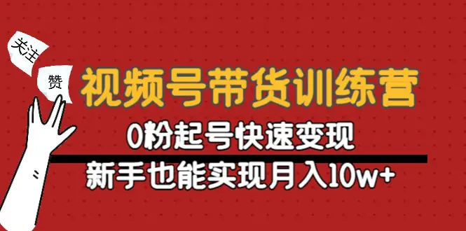 视频号带货训练营：0粉起号快速变现，新手也能实现月入10w+-爱赚项目网