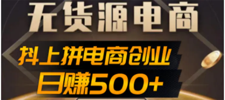 抖上拼无货源电商创业项目、外面收费12800，日赚500+的案例解析参考-爱赚项目网