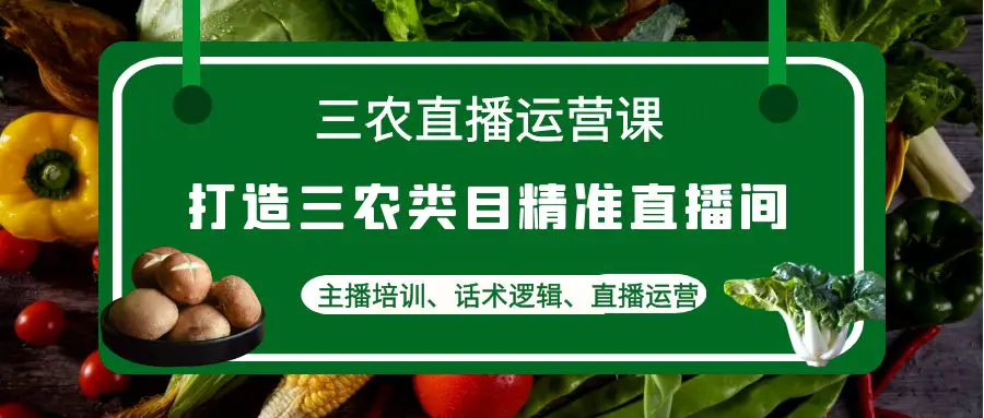 三农直播运营课：打造三农类目精准直播间，主播培训、话术逻辑、直播运营-爱赚项目网