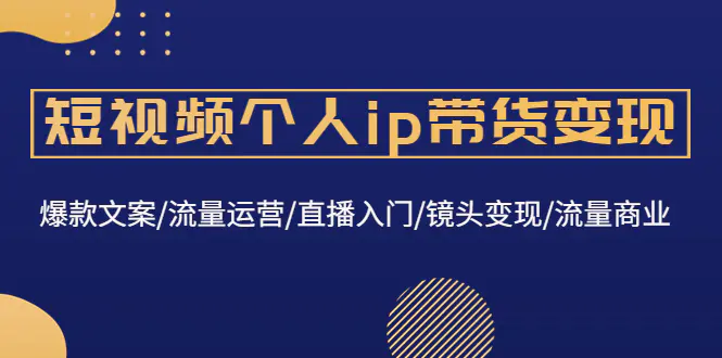 短视频个人ip带货变现：爆款文案/流量运营/直播入门/镜头变现/流量商业-爱赚项目网