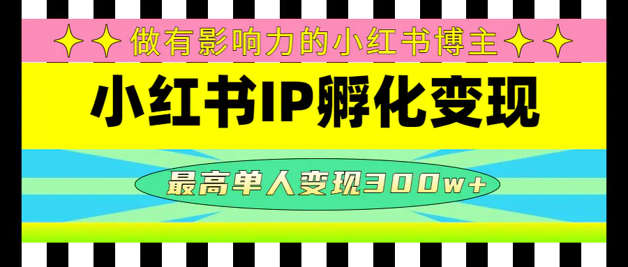 某收费培训-小红书IP孵化变现：做有影响力的小红书博主，最高单人变现300w+-爱赚项目网