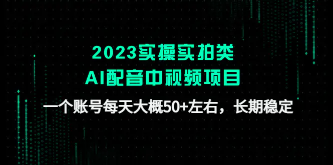 2023实操实拍类AI配音中视频项目，一个账号每天大概50+左右，长期稳定-爱赚项目网