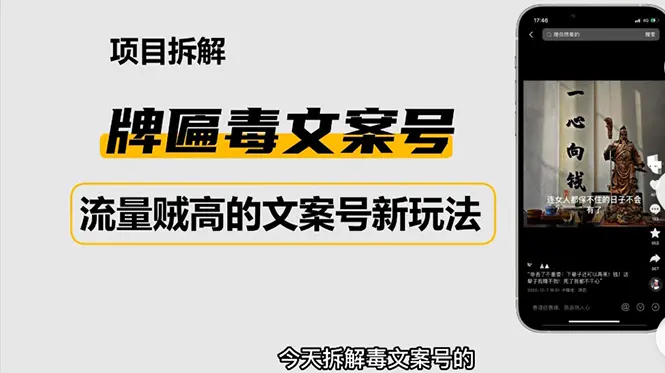 2023抖音快手毒文案新玩法，牌匾文案号，起号快易变现-爱赚项目网