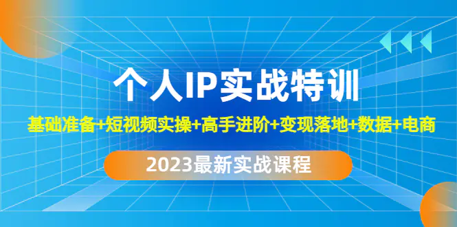 2023个人IP实战特训：基础准备+短视频实操+高手进阶+变现落地+数据+电商-爱赚项目网