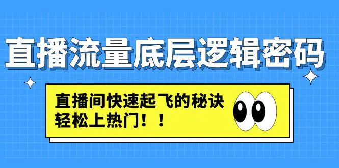 直播流量底层逻辑密码：直播间快速起飞的秘诀，轻松上热门-爱赚项目网