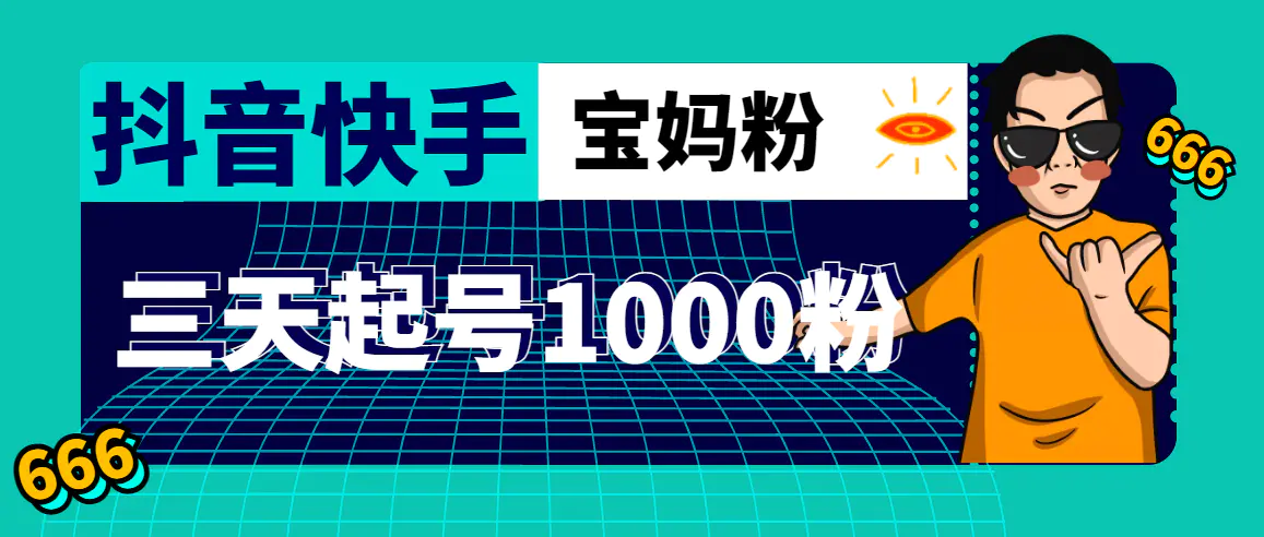 抖音快手三天起号涨粉1000宝妈粉丝的核心方法【详细玩法教程】-爱赚项目网