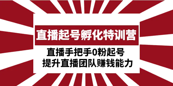 直播起号孵化特训营：直播手把手0粉起号  提升直播团队赚钱能力-爱赚项目网