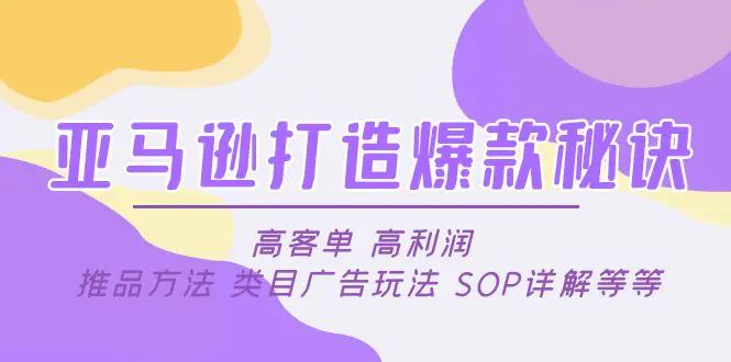 亚马逊打造爆款秘诀：高客单 高利润 推品方法 类目广告玩法 SOP详解等等-爱赚项目网