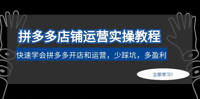 拼多多店铺运营实操教程：快速学会拼多多开店和运营，少踩坑，多盈利-爱赚项目网