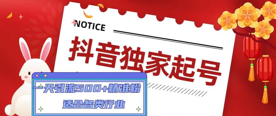 抖音独家起号，一天引流500+精准粉，适合各类行业（9节视频课）-爱赚项目网