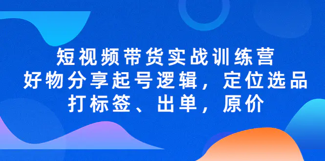 短视频带货实战训练营，好物分享起号逻辑，定位选品打标签、出单，原价-爱赚项目网