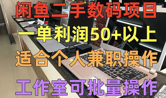 闲鱼二手数码项目，个人副业低保收入一单50+以上，工作室批量放大操作-爱赚项目网