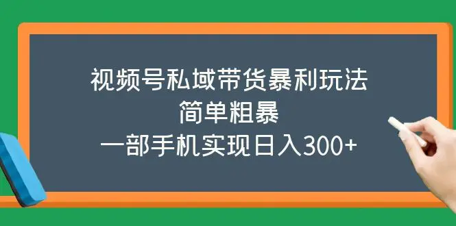 视频号私域带货暴利玩法，简单粗暴，一部手机实现日入300+-爱赚项目网