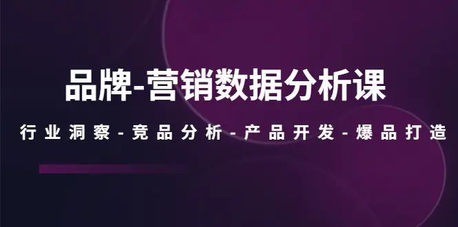 品牌-营销数据分析课，行业洞察-竞品分析-产品开发-爆品打造-爱赚项目网