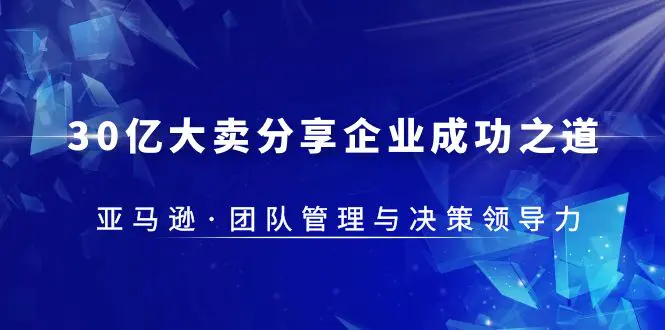 30·亿大卖·分享企业·成功之道-亚马逊·团队管理与决策领导力-爱赚项目网