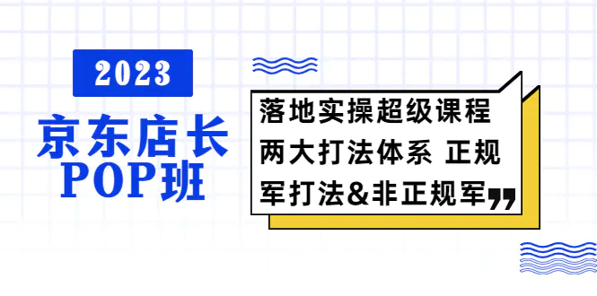 2023京东店长·POP班 落地实操超级课程 两大打法体系 正规军&非正规军-爱赚项目网