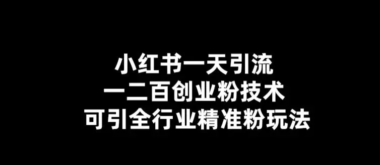 【引流必备】小红书一天引流一二百创业粉技术，可引全行业精准粉玩法-爱赚项目网