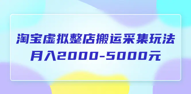 淘宝虚拟整店搬运采集玩法分享课：月入2000-5000元（5节课）-爱赚项目网