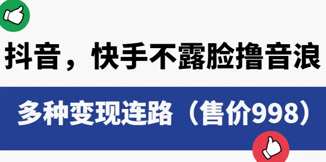 抖音，快手不露脸撸音浪项目，多种变现连路（售价998）-爱赚项目网