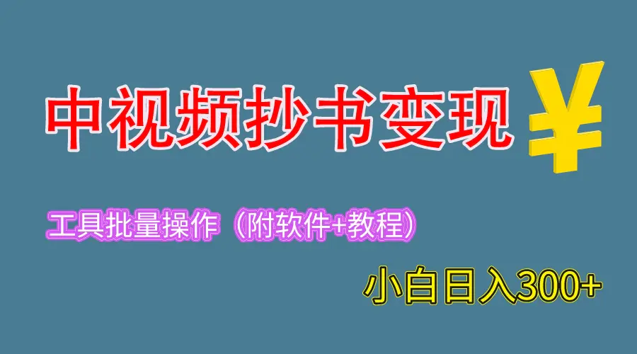 2023中视频抄书变现（附工具+教程），一天300+，特别适合新手操作的副业-爱赚项目网