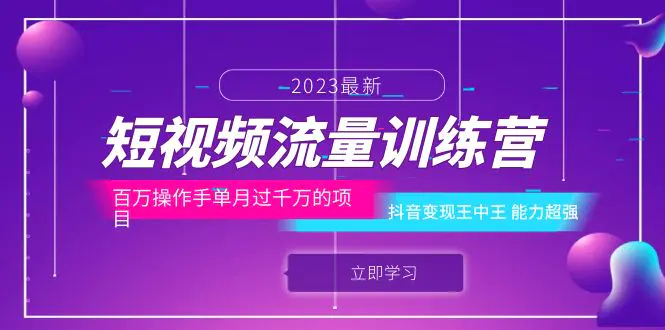 短视频流量训练营：百万操作手单月过千万的项目：抖音变现王中王 能力超强-爱赚项目网