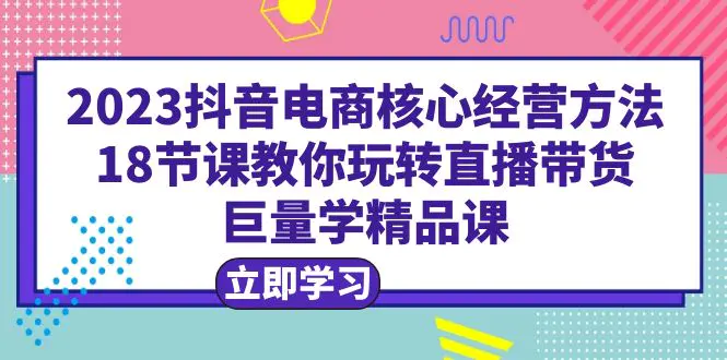 2023抖音电商核心经营方法：18节课教你玩转直播带货，巨量学精品课-爱赚项目网