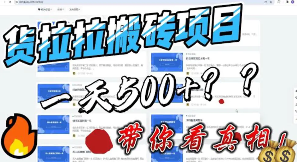 最新外面割5000多的货拉拉搬砖项目，一天500-800，首发拆解痛点-爱赚项目网