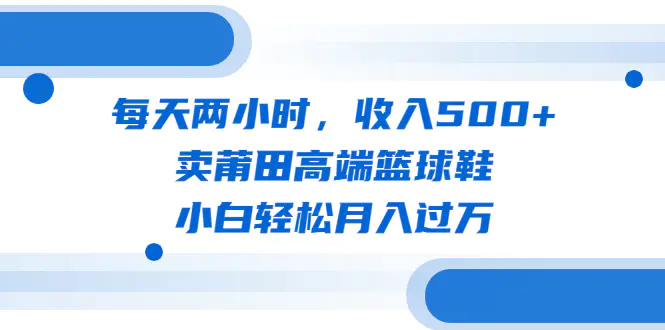 每天两小时，收入500+，卖莆田高端篮球鞋，小白轻松月入过万（教程+素材）-爱赚项目网