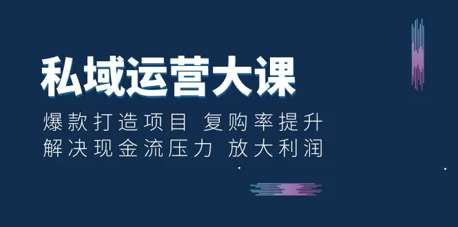 私域运营大课：爆款打造项目 复购率提升 解决现金流压力 放大利润-爱赚项目网