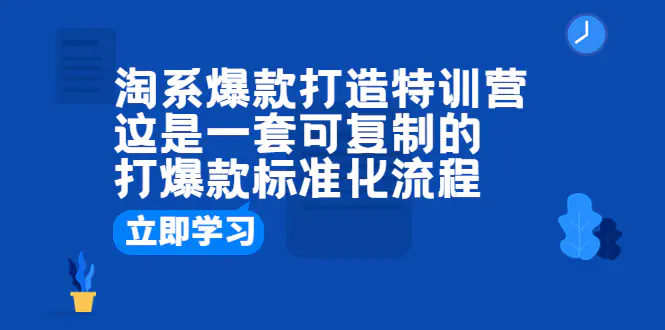 淘系爆款打造特训营：这是一套可复制的打爆款标准化流程-爱赚项目网