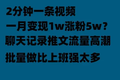 聊天记录推文！！！月入1w轻轻松松，上厕所的时间就做了-爱赚项目网