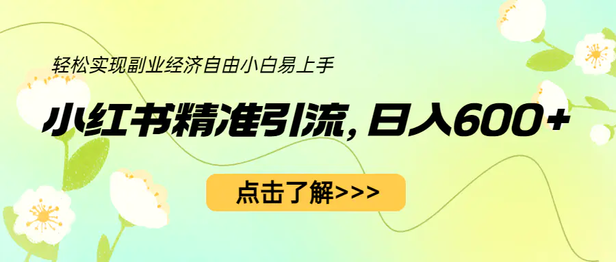 小红书精准引流，小白日入600+，轻松实现副业经济自由（教程+1153G资源）-爱赚项目网