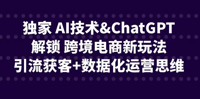 独家 AI技术&ChatGPT解锁 跨境电商新玩法，引流获客+数据化运营思维-爱赚项目网