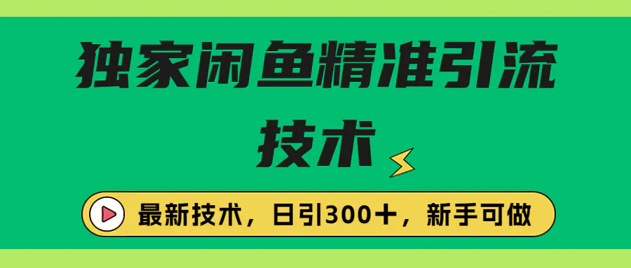 独家闲鱼引流技术，日引300＋实战玩法-爱赚项目网